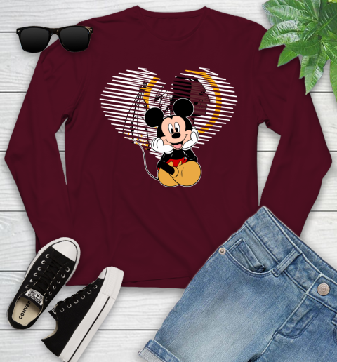 NFL Washington Redskins The Heart Mickey Mouse Disney Football T Shirt_000 Youth Long Sleeve 6
