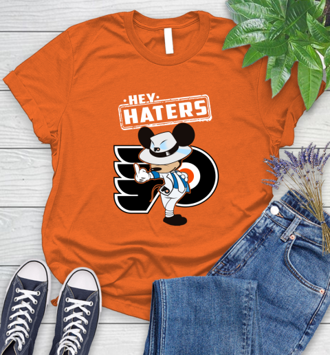 NHL Hey Haters Mickey Hockey Sports Philadelphia Flyers Women's T-Shirt 3