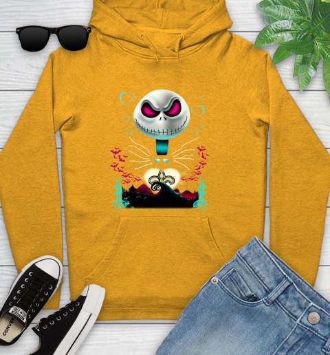 NFL New Orleans Saints Jack Skellington Sally The Nightmare Before Christmas Football Youth Hoodie 2