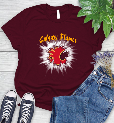 Calgary Flames NHL Hockey Adoring Fan Rip Sports Women's T-Shirt 7