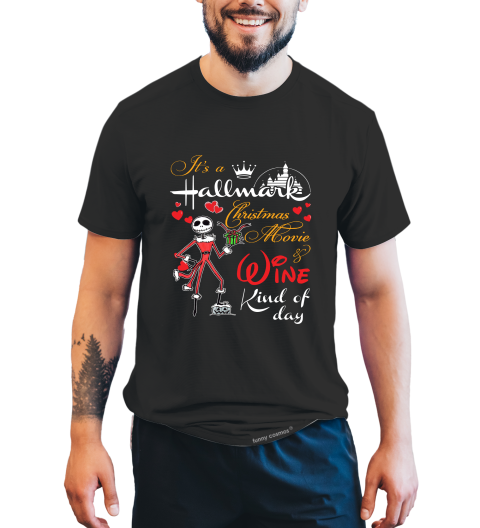 Nightmare Before Christmas T Shirt, Christmas Movie And Wine Kind Of Day Tshirt, Jack Skellington T Shirt, Christmas Gifts