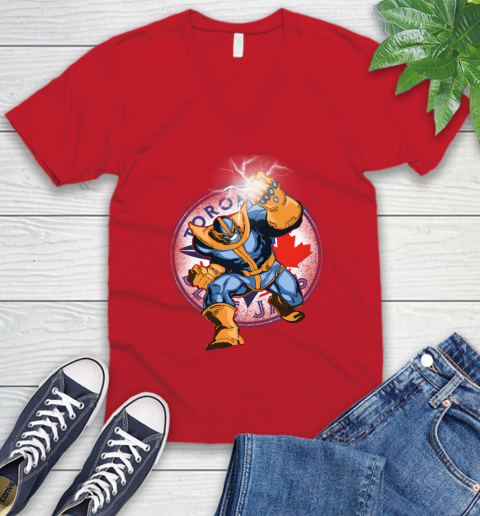 Toronto Blue Jays MLB Baseball Thanos Avengers Infinity War Marvel V-Neck T-Shirt 6