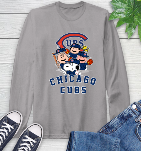 MLB Chicago Cubs Snoopy Charlie Brown Woodstock The Peanuts Movie Baseball T Shirt Long Sleeve T-Shirt 6
