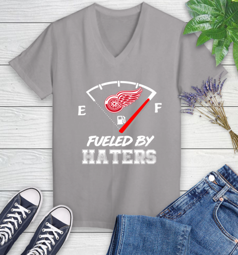 Detroit Red Wings NHL Hockey Fueled By Haters Sports Women's V-Neck T-Shirt 4
