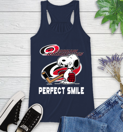 NHL Carolina Hurricanes Snoopy Perfect Smile The Peanuts Movie Hockey T Shirt Racerback Tank 9