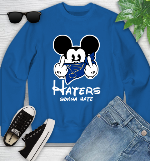 NHL St.Louis Blues Haters Gonna Hate Mickey Mouse Disney Hockey T Shirt Youth Sweatshirt 7