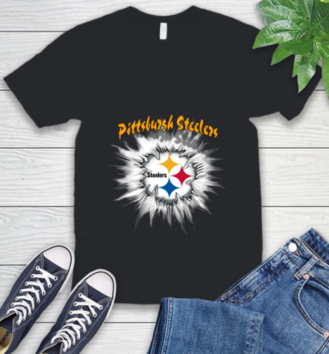 Pittsburgh Steelers NFL Football Adoring Fan Rip Sports V-Neck T-Shirt