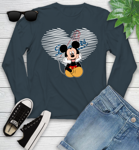 MLB Los Angeles Dodgers The Heart Mickey Mouse Disney Baseball T Shirt_000 Youth Long Sleeve 9
