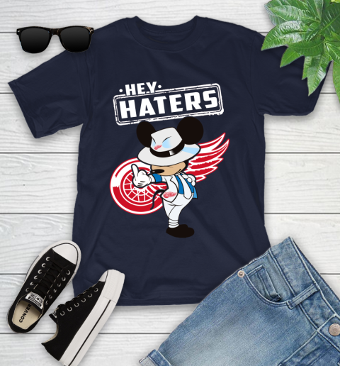 NHL Hey Haters Mickey Hockey Sports Detroit Red Wings Youth T-Shirt 2