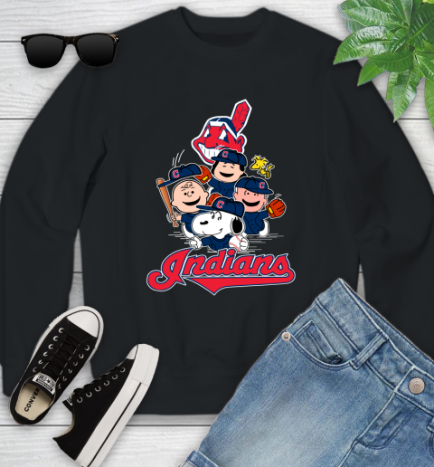 MLB Cleveland Indians Snoopy Charlie Brown Woodstock The Peanuts Movie Baseball T Shirt_000 Youth Sweatshirt