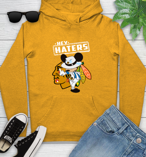 NHL Hey Haters Mickey Hockey Sports Chicago Blackhawks Youth Hoodie 2