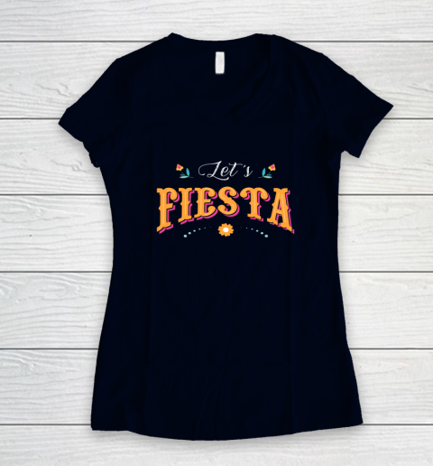 Cinco De Mayo Party Lets Fiesta Mexican Typography Women's V-Neck T-Shirt 2