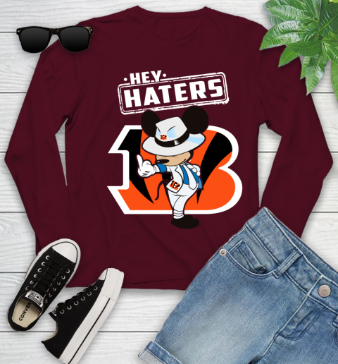 NFL Hey Haters Mickey Football Sports Cincinnati Bengals Youth Long Sleeve 6