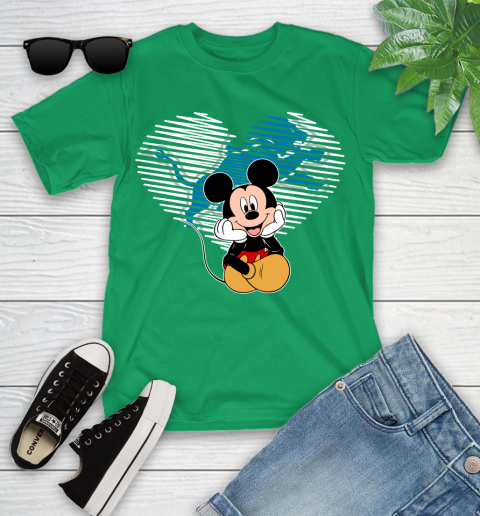 NFL Detroit Lions The Heart Mickey Mouse Disney Football T Shirt_000 Youth T-Shirt 8