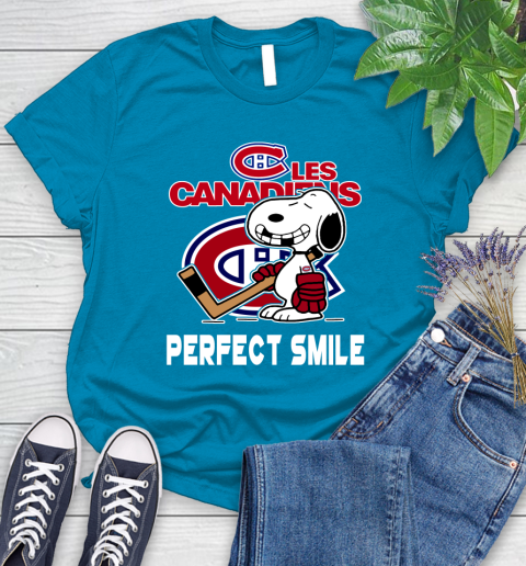 NHL Montreal Canadiens Snoopy Perfect Smile The Peanuts Movie Hockey T Shirt Women's T-Shirt 10