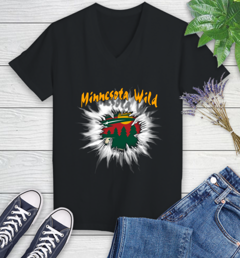 Minnesota Wild NHL Hockey Adoring Fan Rip Sports Women's V-Neck T-Shirt