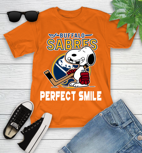NHL Buffalo Sabres Snoopy Perfect Smile The Peanuts Movie Hockey T Shirt Youth T-Shirt 9