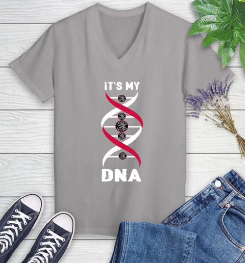 Toronto Raptors NBA Basketball It's My DNA Sports Women's V-Neck T-Shirt 4