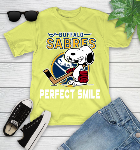 NHL Buffalo Sabres Snoopy Perfect Smile The Peanuts Movie Hockey T Shirt Youth T-Shirt 10
