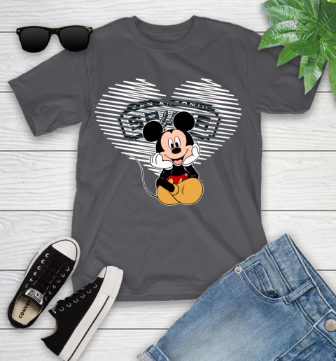 NBA San Antonio Spurs The Heart Mickey Mouse Disney Basketball Youth T-Shirt 6