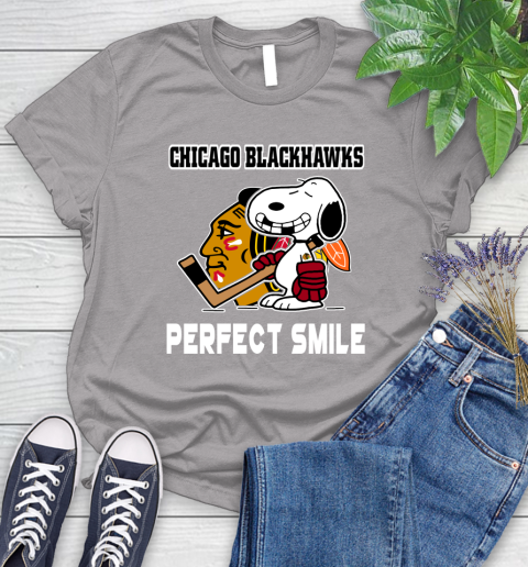 NHL Chicago Blackhawks Snoopy Perfect Smile The Peanuts Movie Hockey T Shirt Women's T-Shirt 5