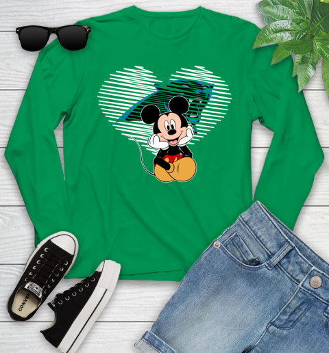 NFL Carolina Panthers The Heart Mickey Mouse Disney Football T Shirt_000 Youth Long Sleeve 7