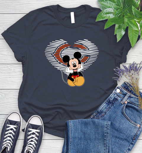 NFL Chicago Bears The Heart Mickey Mouse Disney Football T Shirt_000 Women's T-Shirt 14