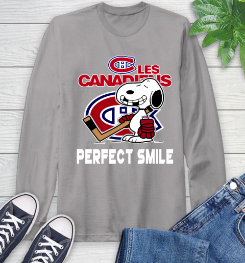 NHL Montreal Canadiens Snoopy Perfect Smile The Peanuts Movie Hockey T Shirt Long Sleeve T-Shirt 6