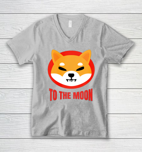 Shiba Inu Logo Shib to the Moon Design V-Neck T-Shirt 2
