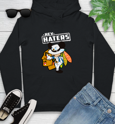 NHL Hey Haters Mickey Hockey Sports Chicago Blackhawks Youth Hoodie