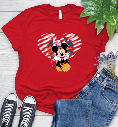 NHL New York Islanders The Heart Mickey Mouse Disney Hockey Women's T-Shirt 13