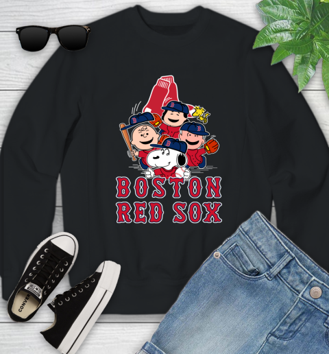MLB Boston Red Sox Snoopy Charlie Brown Woodstock The Peanuts Movie Baseball T Shirt Youth Sweatshirt