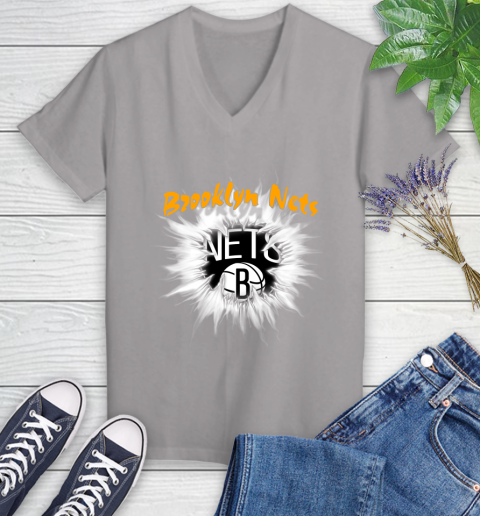 Brooklyn Nets NBA Basketball Rip Sports Women's V-Neck T-Shirt 4