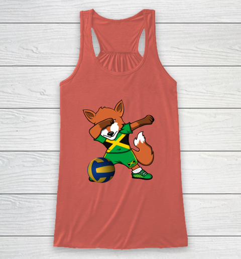 Dabbing Fox Jamaica Volleyball Fans Jersey Jamaican Racerback Tank 4