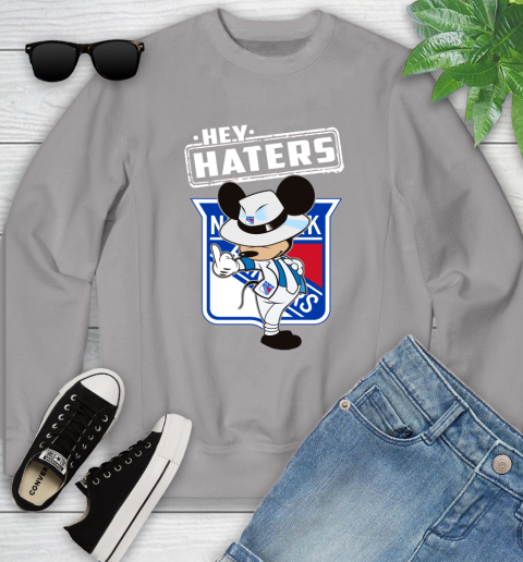 NHL Hey Haters Mickey Hockey Sports New York Rangers Youth Sweatshirt 3