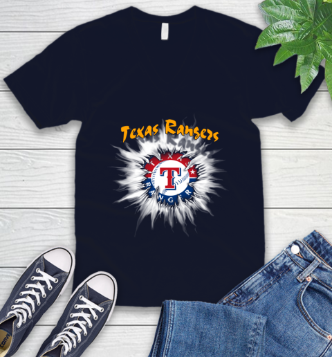Texas Rangers MLB Baseball Adoring Fan Rip Sports V-Neck T-Shirt 2
