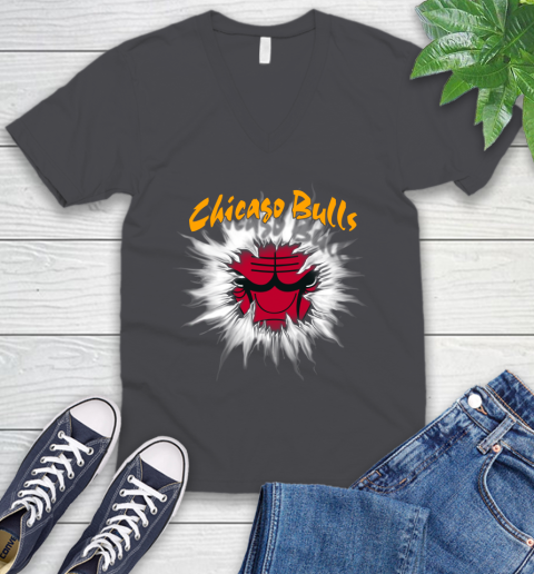 Chicago Bulls NBA Basketball Rip Sports V-Neck T-Shirt 4