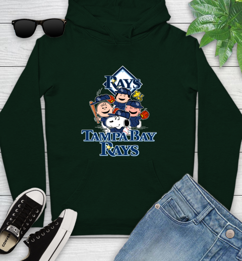 MLB Tampa Bay Rays Snoopy Charlie Brown Woodstock The Peanuts Movie Baseball T Shirt Youth Hoodie 14
