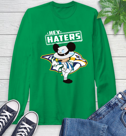 NHL Hey Haters Mickey Hockey Sports Nashville Predators Long Sleeve T-Shirt 8