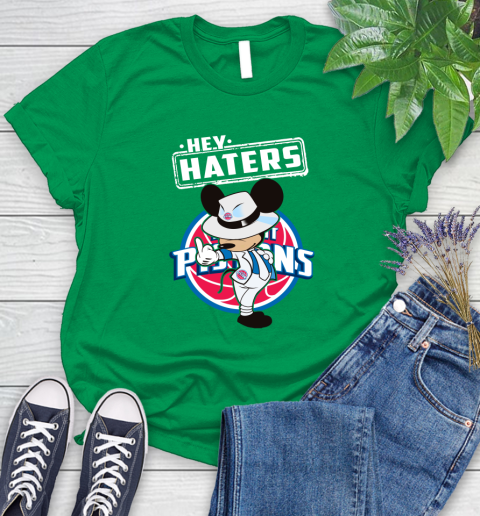 NBA Hey Haters Mickey Basketball Sports Detroit Pistons Women's T-Shirt 9
