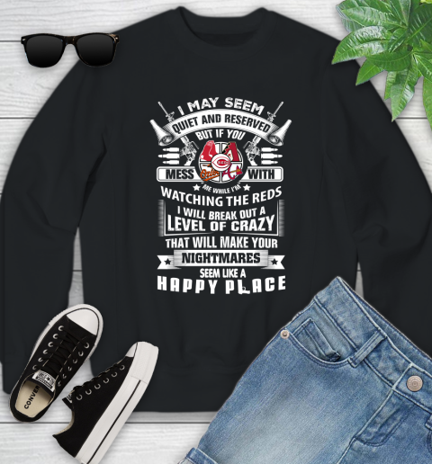 Cincinnati Reds MLB Baseball Don't Mess With Me While I'm Watching My Team Sports Youth Sweatshirt