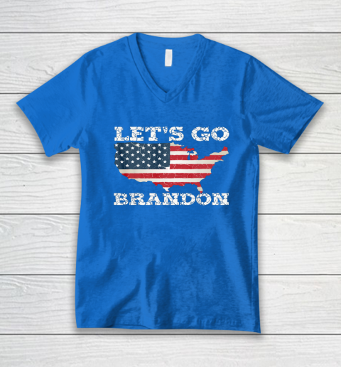 Let's Go Brandon Joe Biden Chant Impeach Biden USA Flag FJB V-Neck T-Shirt 4