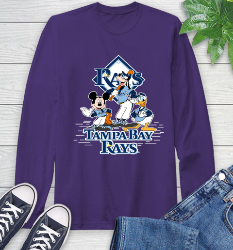 MLB Tampa Bay Rays Mickey Mouse Donald Duck Goofy Baseball T Shirt Long Sleeve T-Shirt 5