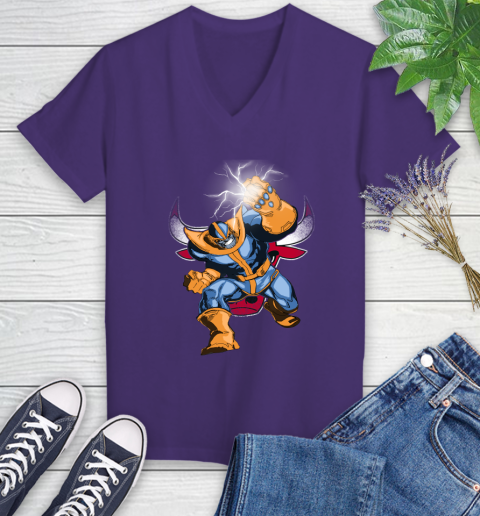 Chicago Bulls NBA Basketball Thanos Avengers Infinity War Marvel Women's V-Neck T-Shirt 3