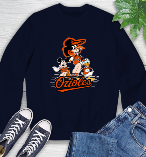 MLB Baltimore Orioles Mickey Mouse Donald Duck Goofy Baseball T Shirt Sweatshirt 2