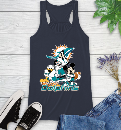 NFL Miami Dolphins Mickey Mouse Donald Duck Goofy Football Shirt Racerback Tank 10