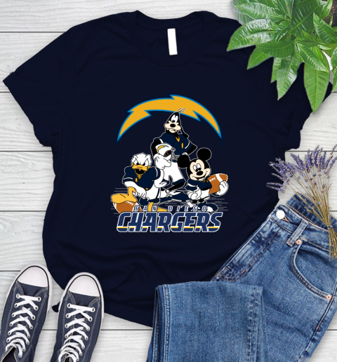 NFL San Diego Chargers Mickey Mouse Donald Duck Goofy Football Shirt Women's T-Shirt 2