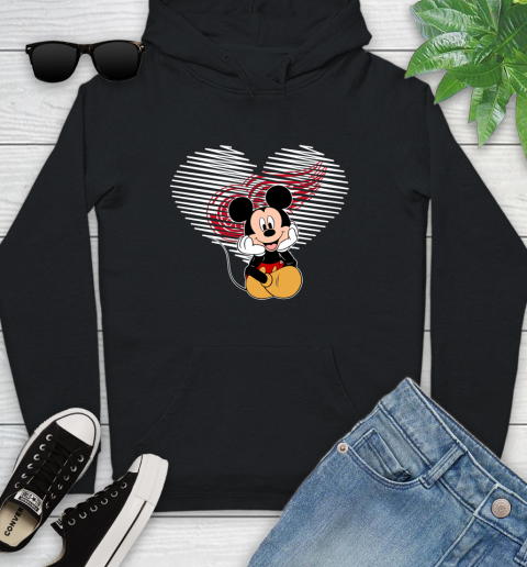 NHL Detroit Red Wings The Heart Mickey Mouse Disney Hockey Youth Hoodie