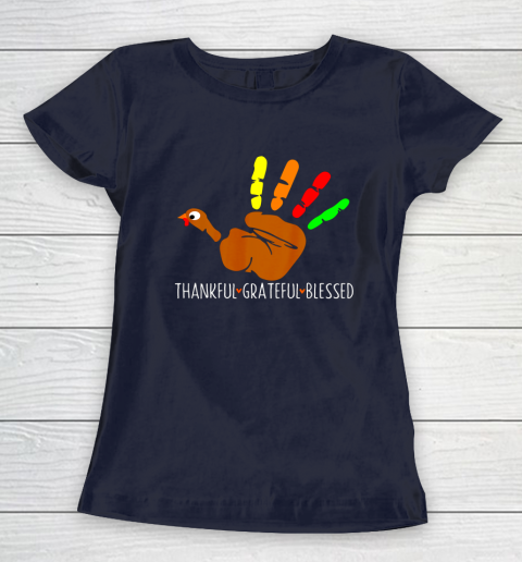 Thanksgiving Shirt Turkey Hand Print Funny Thanksgiving Day Women's T-Shirt 2