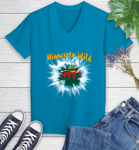 Minnesota Wild NHL Hockey Adoring Fan Rip Sports Women's V-Neck T-Shirt 7